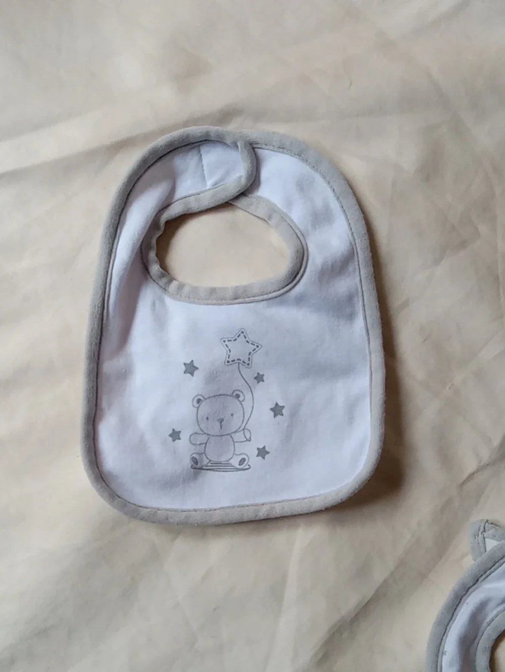 Little Me White & Light Gray Baby Bib Set - 3 Pack